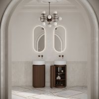 Rotunda Fluted Vanity Unit 420mm Espresso Oak