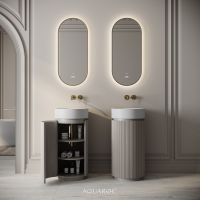Rotunda Fluted Vanity Unit & Stone Basin 420mm Sabbia Grigio Oak