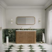 Savoy Double Vanity Unit & Stone Basin 1400mm Smoked Oak