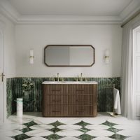 Savoy Double Vanity Unit & Stone Basin 1400mm Walnut