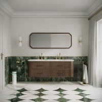 Savoy Wall Hung Double Vanity Unit & Stone Basin 1600mm Walnut