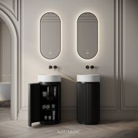 Rotunda Fluted Vanity Unit & Stone Basin 420mm Matte Black