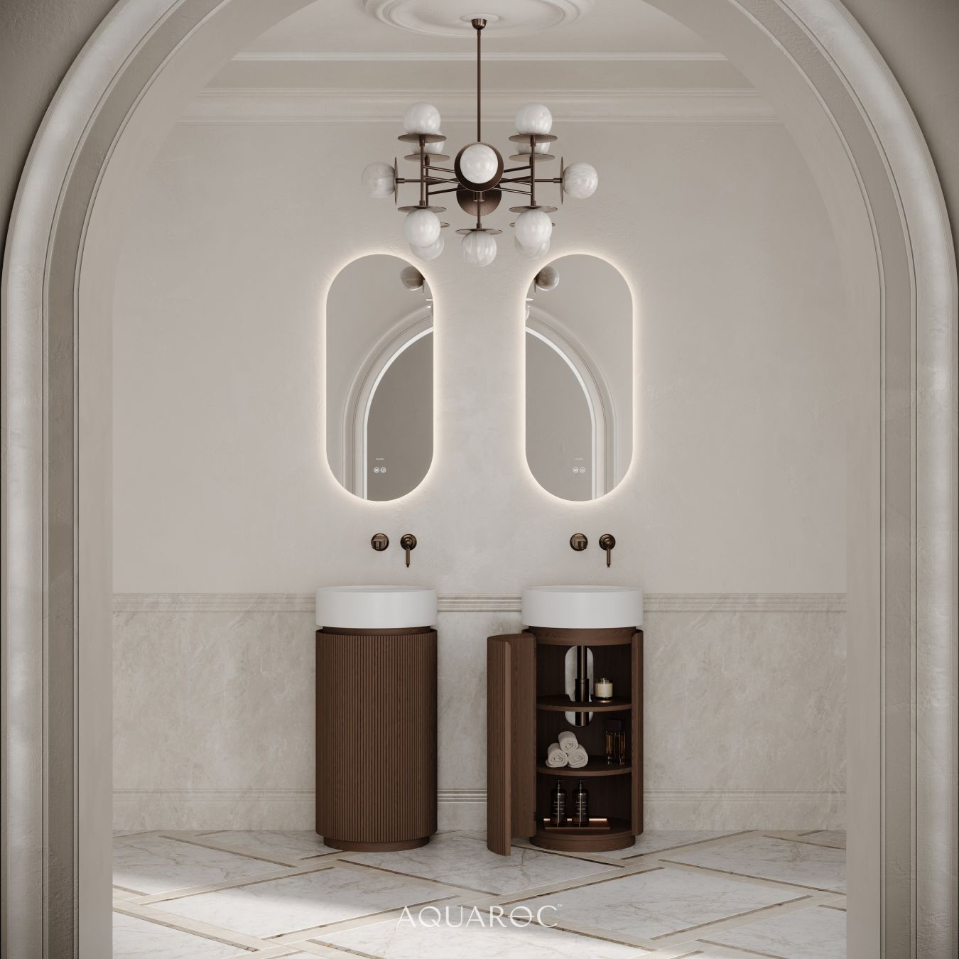 Rotunda Fluted Vanity Unit 420mm Espresso Oak