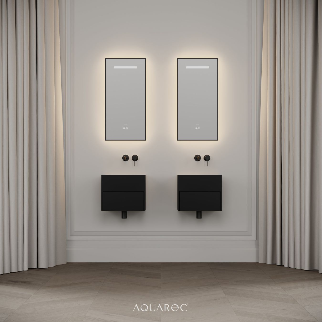 Nero Matte Black Stone Vanity Unit 400mm