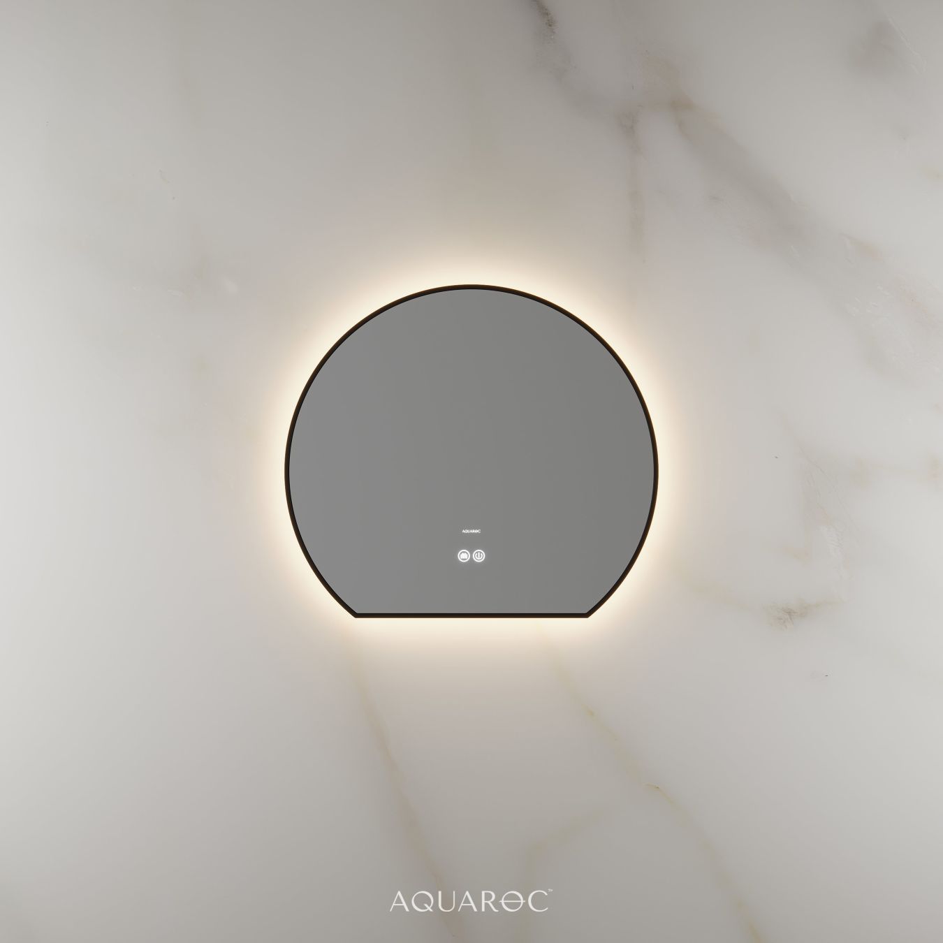 Lumiere Backlit & Demister Moon Mirror 600mm Matte Black