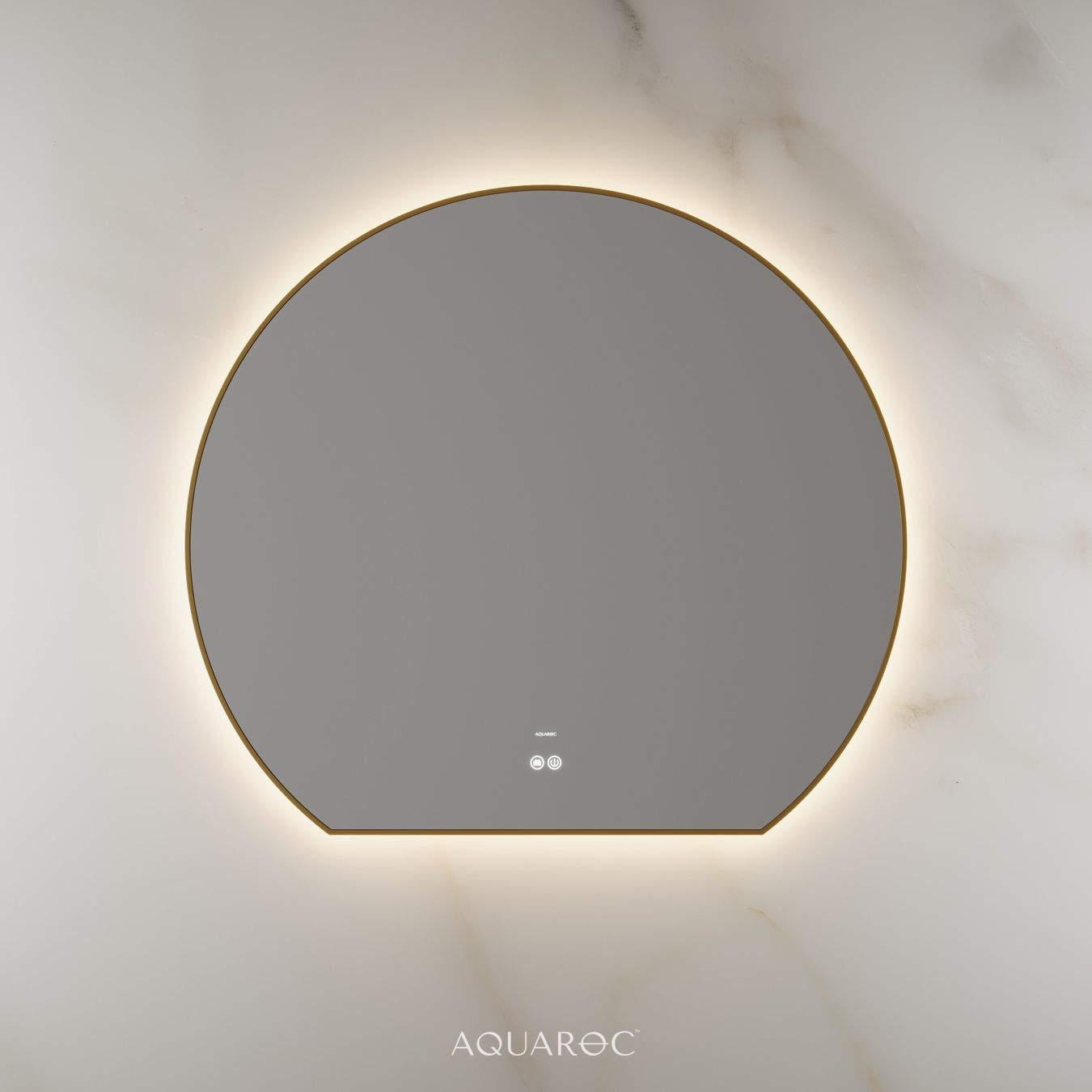 Lumiere Backlit & Demister Moon Mirror 1000mm Brushed Gold