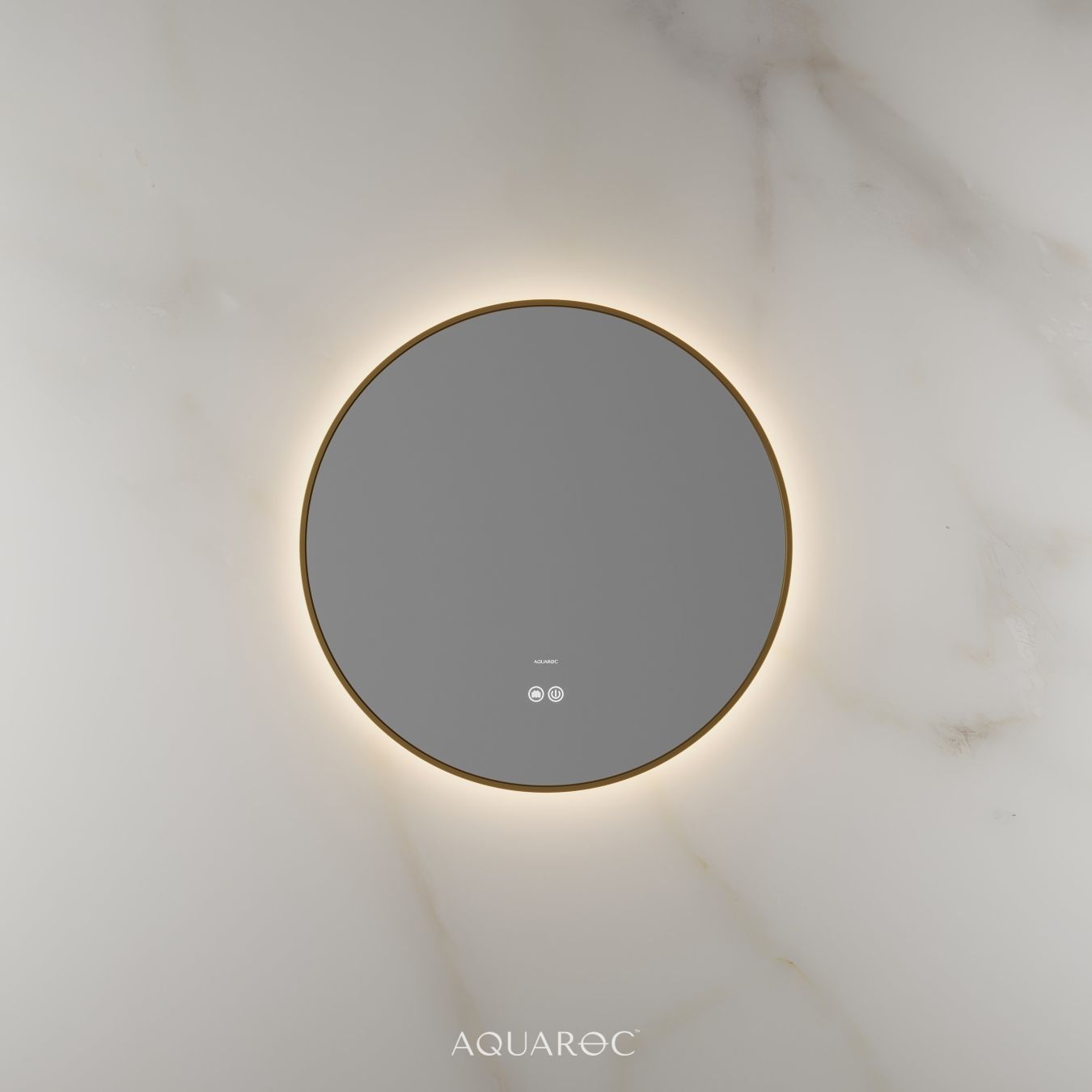 Lumiere Backlit & Demister Round Mirror 600mm Brushed Gold