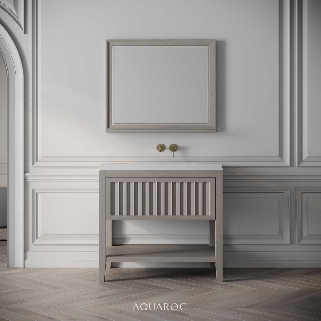 Belvedere Vanity Unit & Stone Basin 800mm Sabbia Grigio Oak