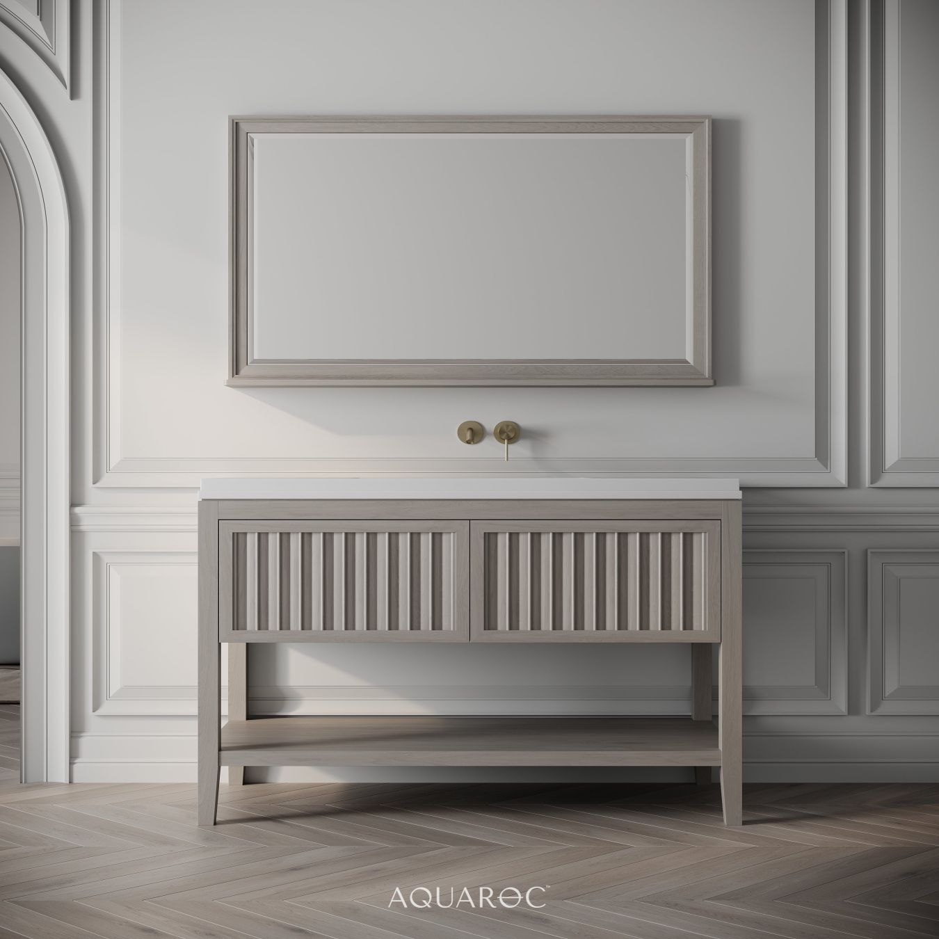 Belvedere Vanity Unit & Stone Basin 1200mm Sabbia Grigio Oak