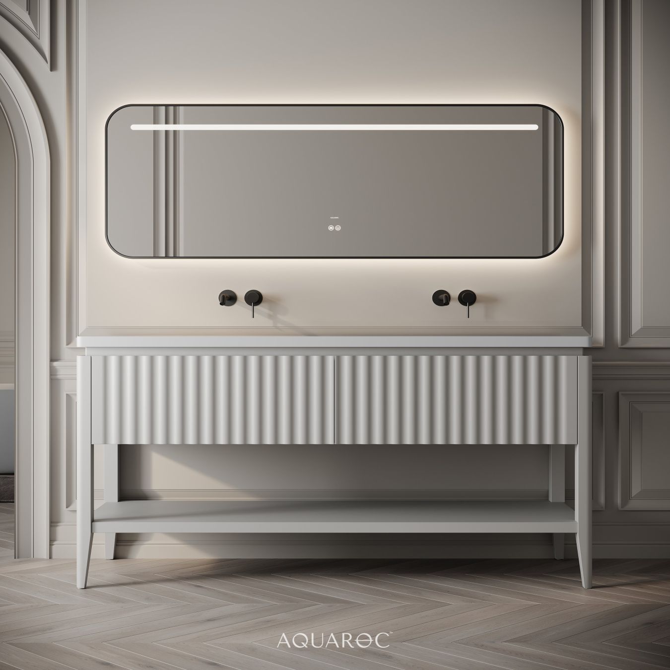 Kensington Double Vanity Unit & Stone Basin 1600mm Warm Grey