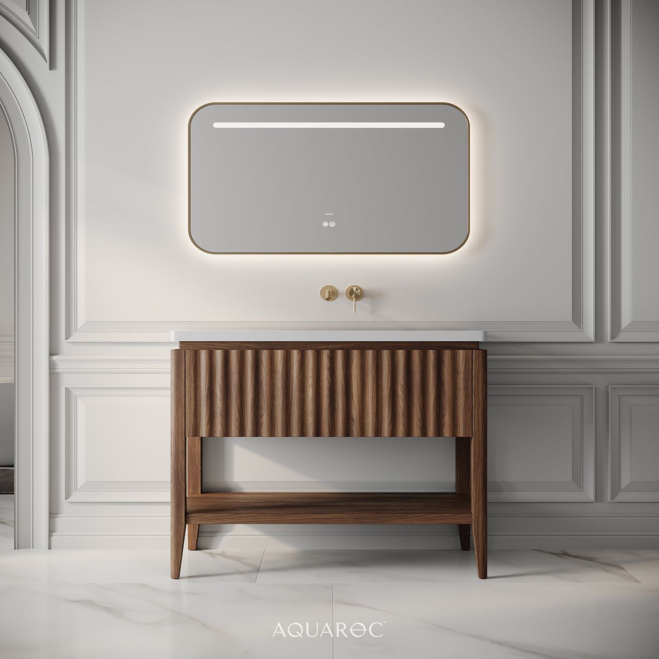 Kensington Vanity Unit & Stone Basin 1000mm Walnut