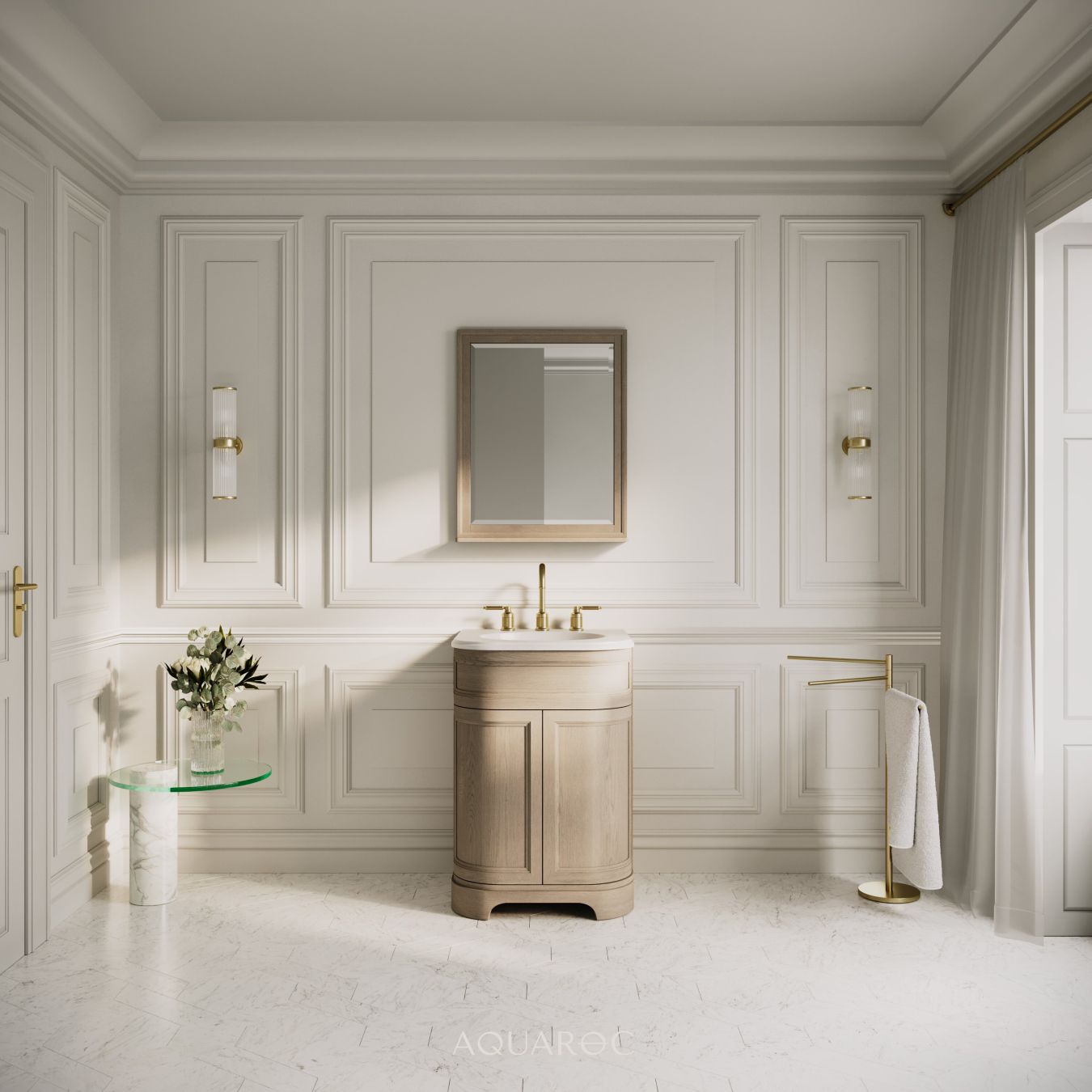 Hardwick Vanity Unit & Stone Basin Natural Oak