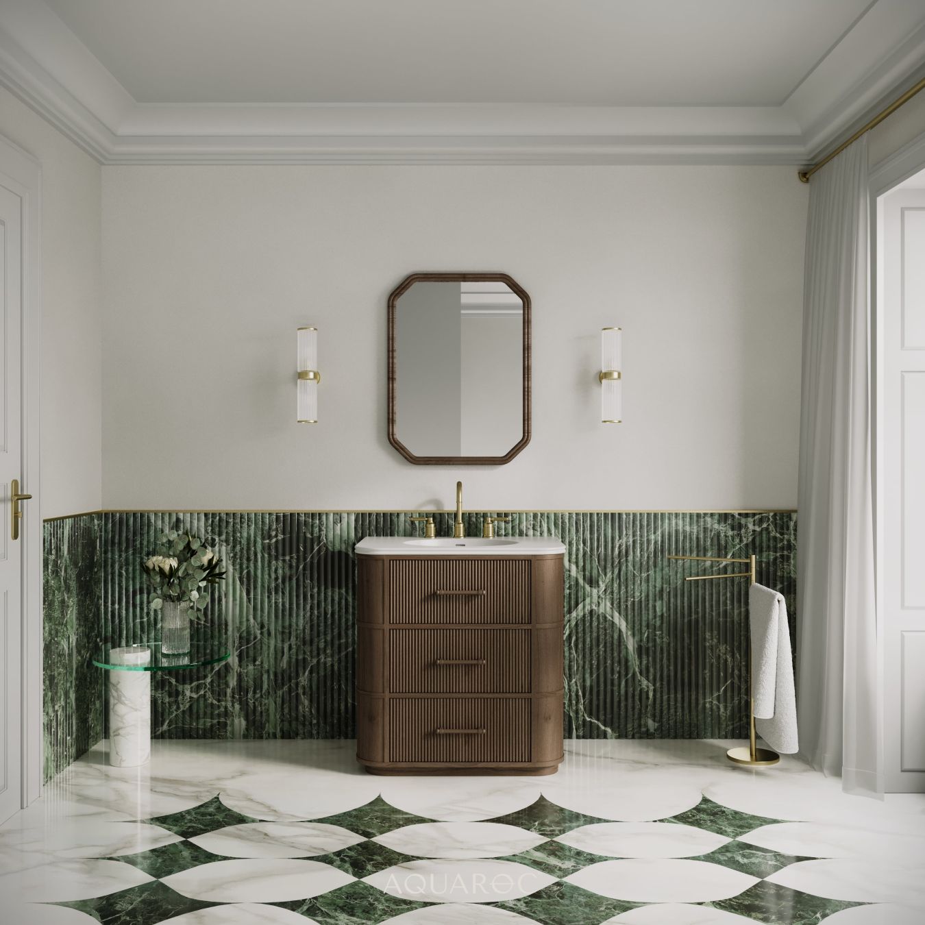 Savoy Vanity Unit & Stone Basin 800mm Walnut