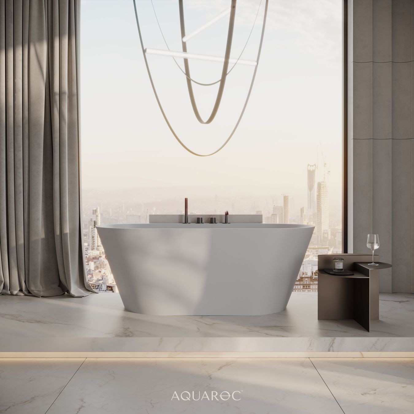 Invictus Back To Wall Freestanding Stone Bath 1500mm