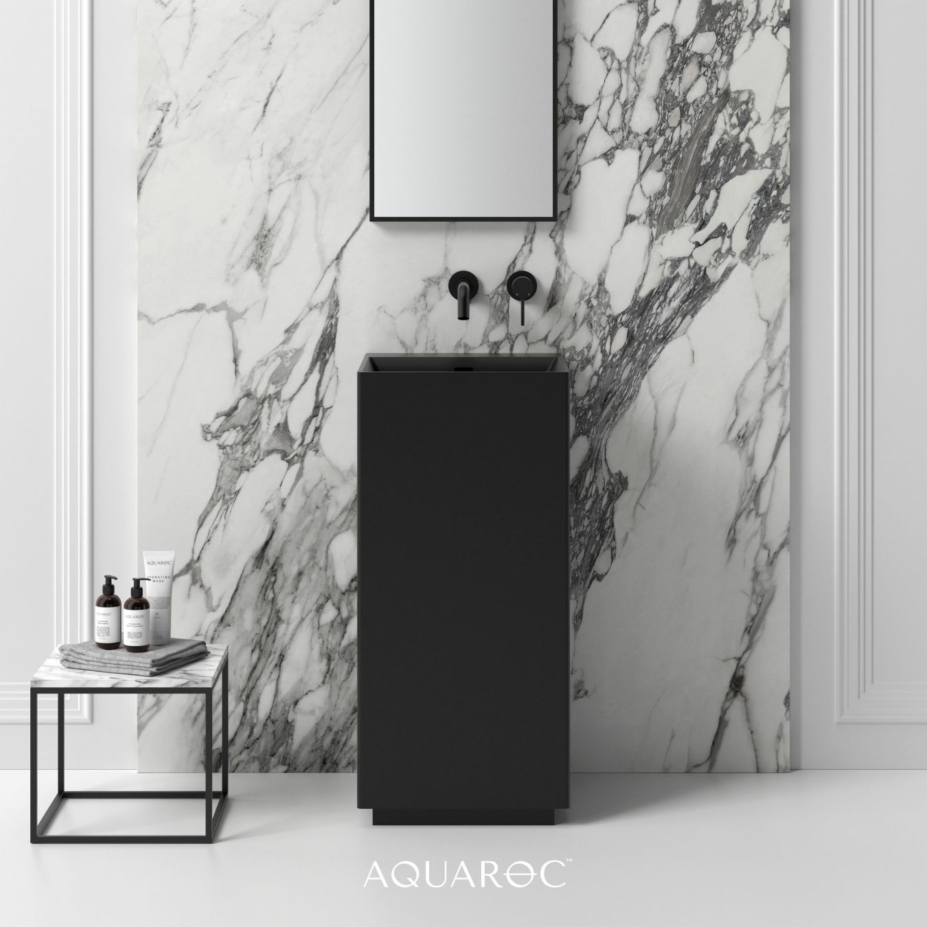 Kudos Matte Black Freestanding Stone Basin 420mm