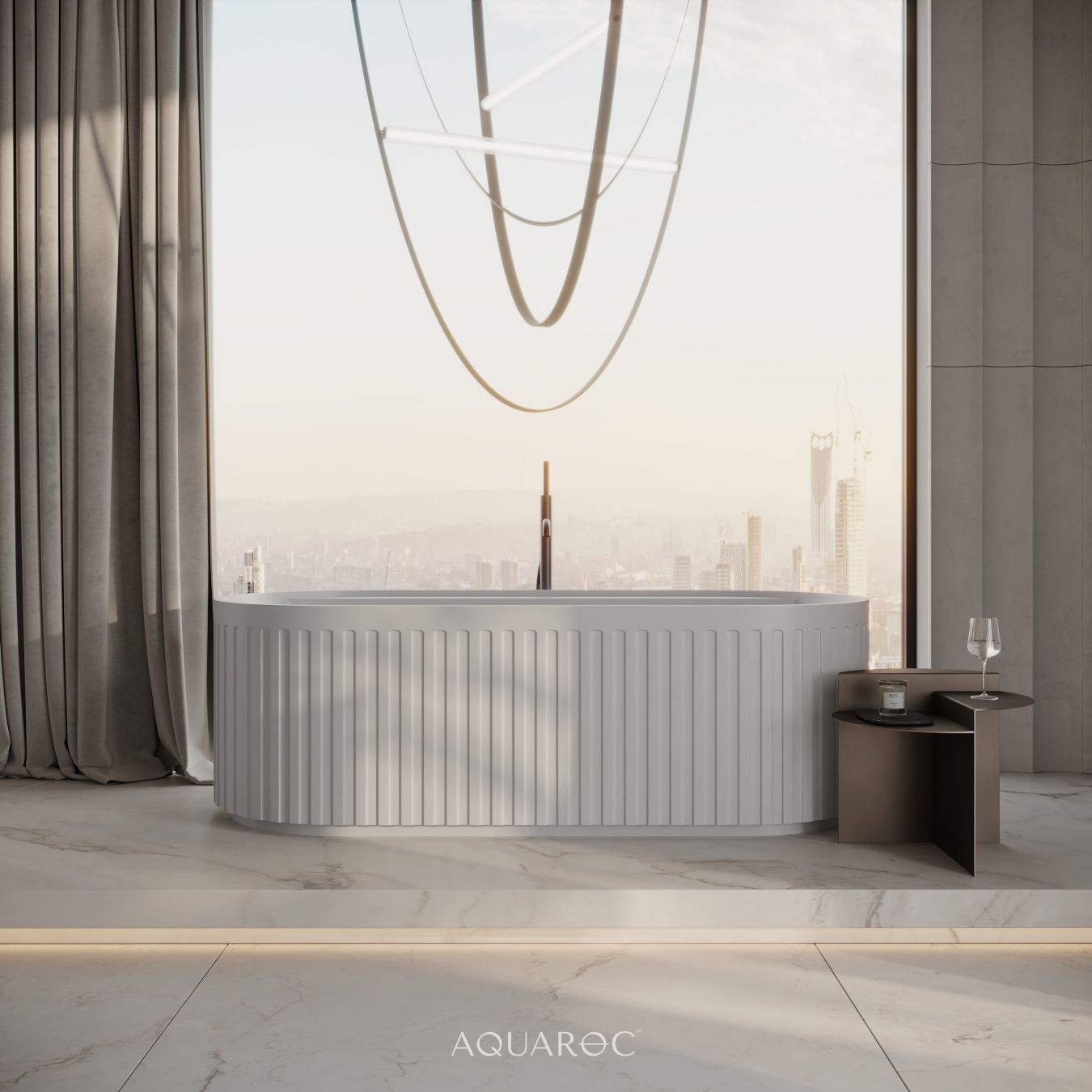 Athena Freestanding Fluted Stone Bath 1700mm