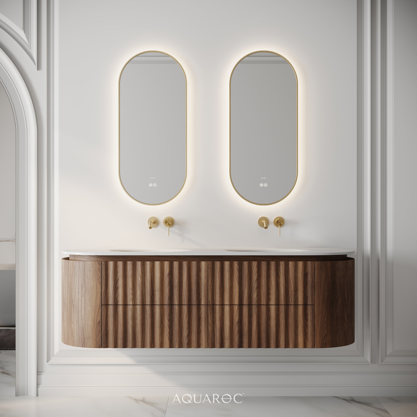 Belgravia II Double Vanity Unit & Stone Basin 1600mm Walnut