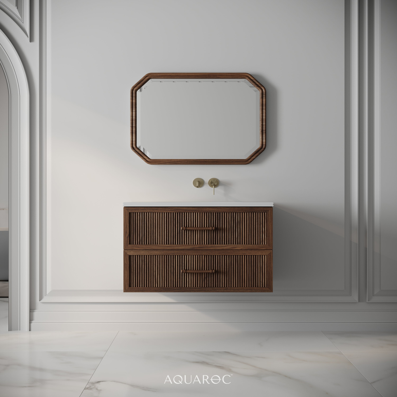 Park Lane Vanity Unit & Stone Basin 800mm Walnut