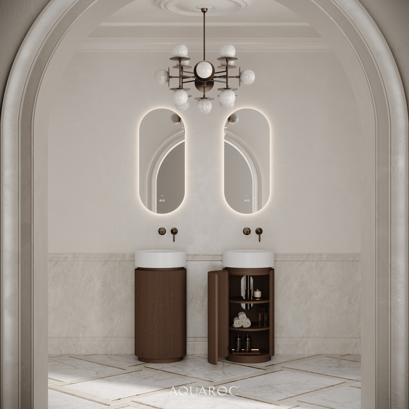 Rotunda Fluted Vanity Unit 420mm Espresso Oak