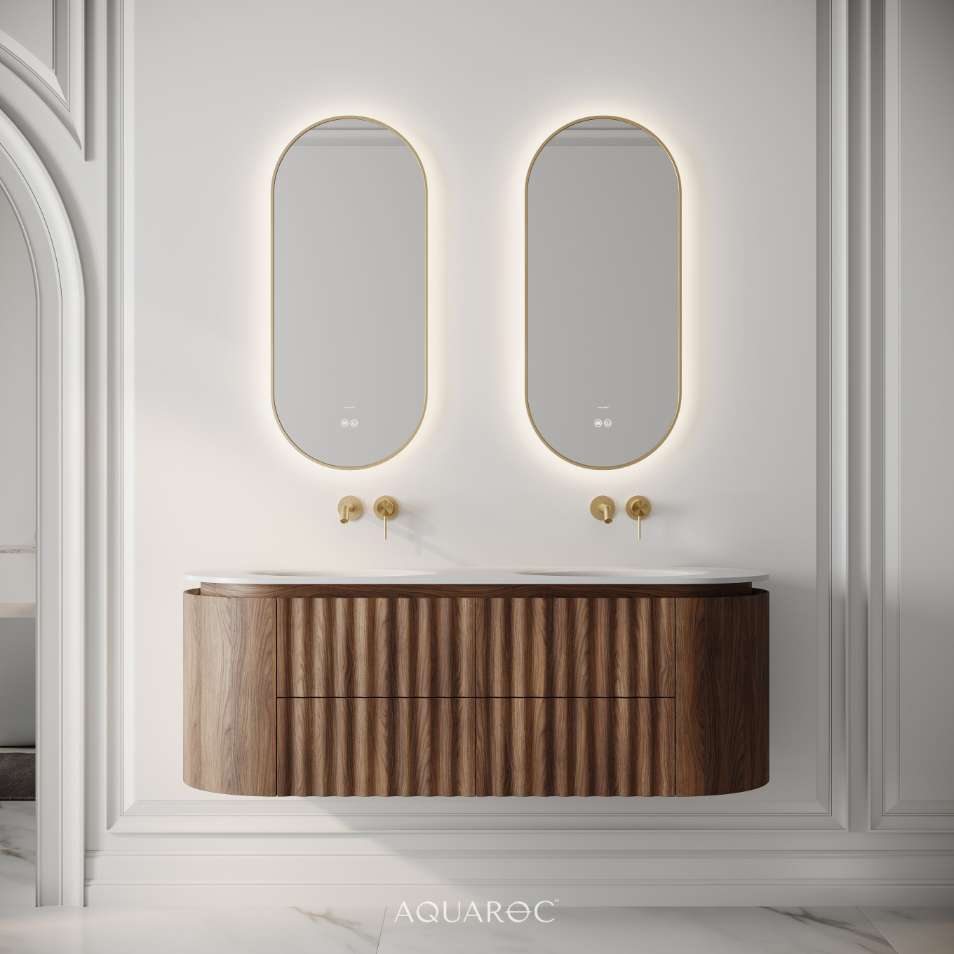 Belgravia II Double Vanity Unit & Stone Basin 1400mm Walnut