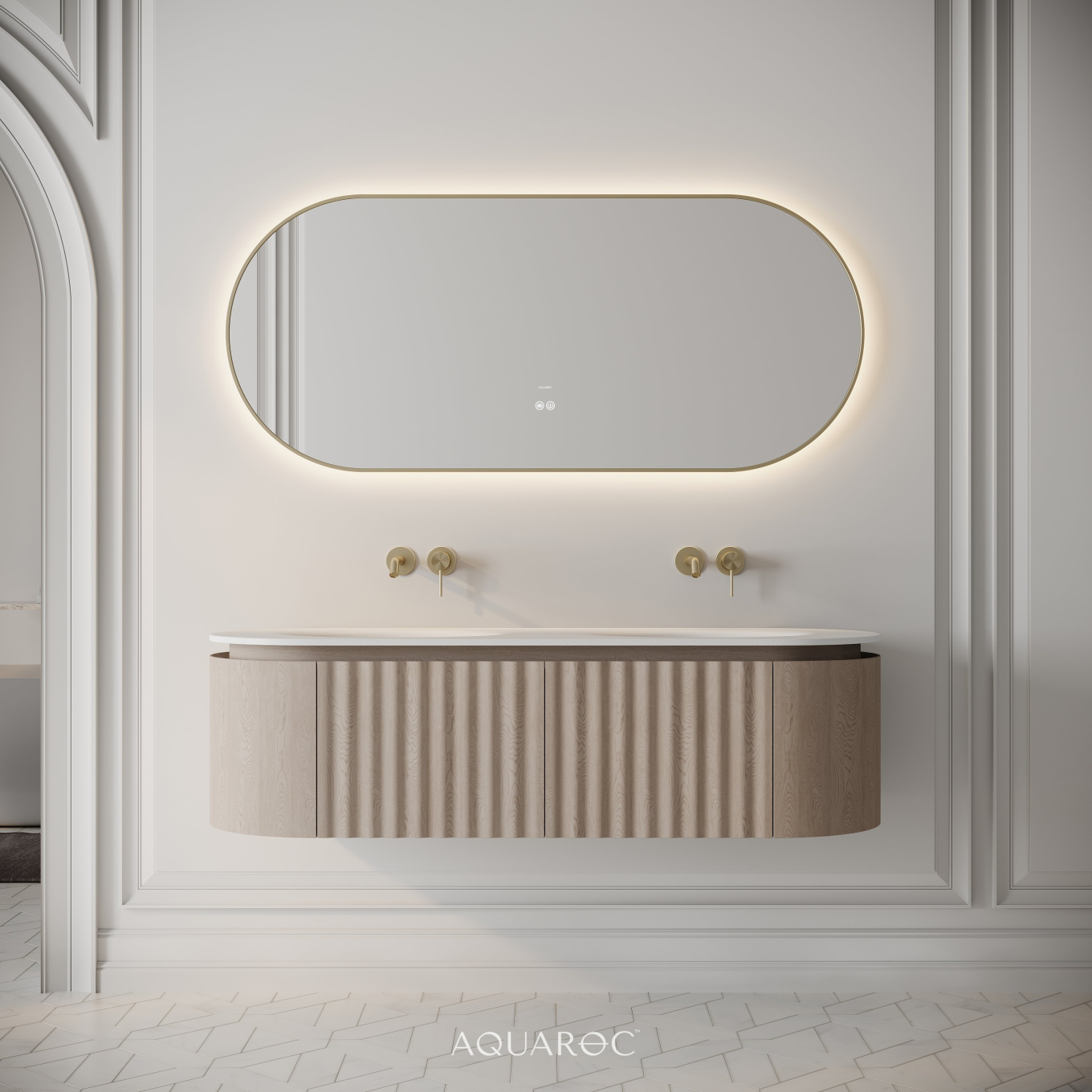Belgravia Double Vanity Unit & Stone Basin 1400mm Natural Oak