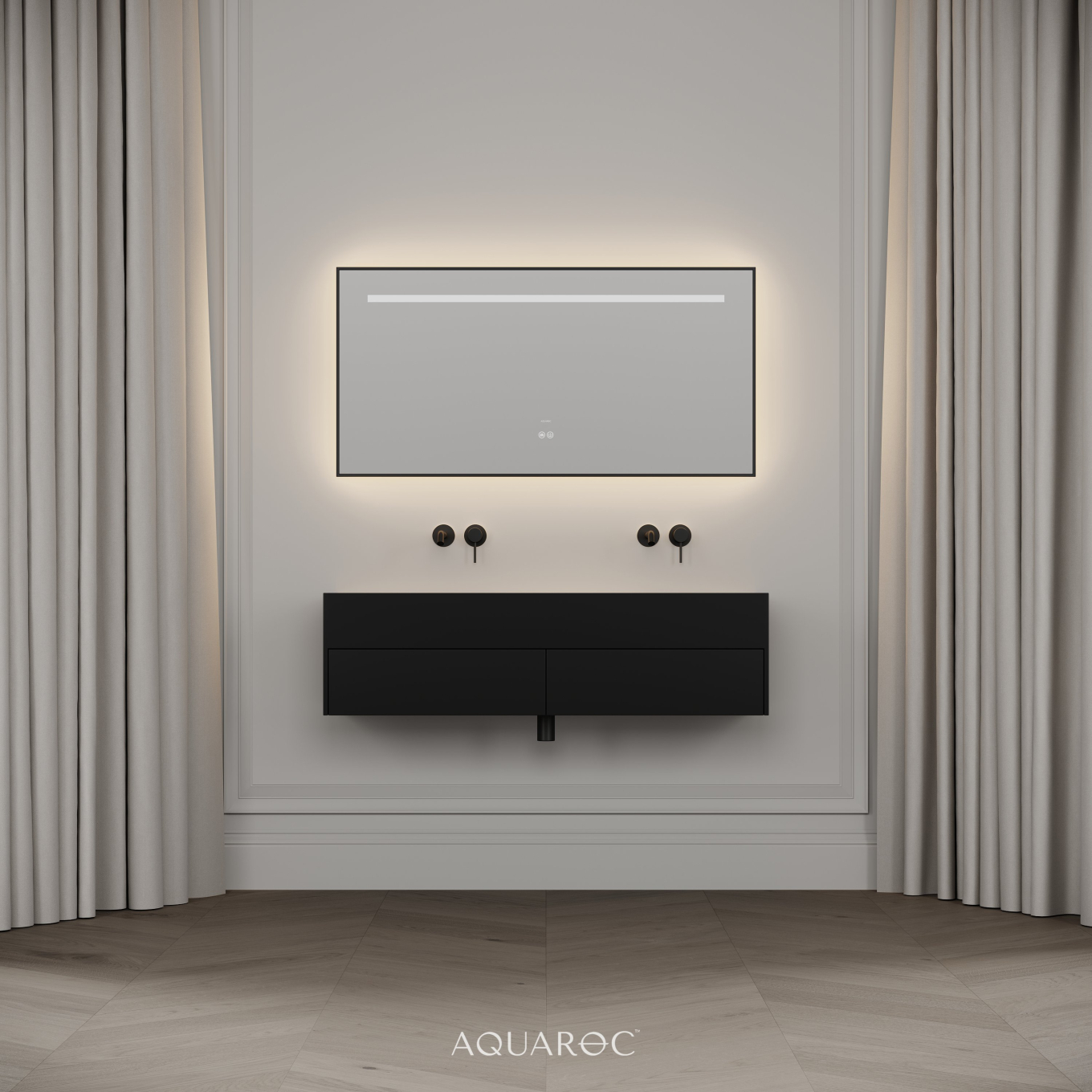 Nero Matte Black Stone Double Vanity Unit 1200mm
