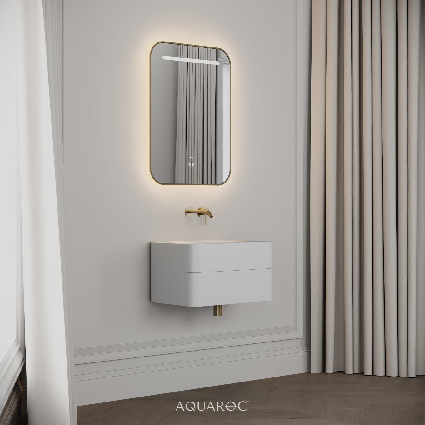 Nero Curved Stone Vanity Unit 600mm