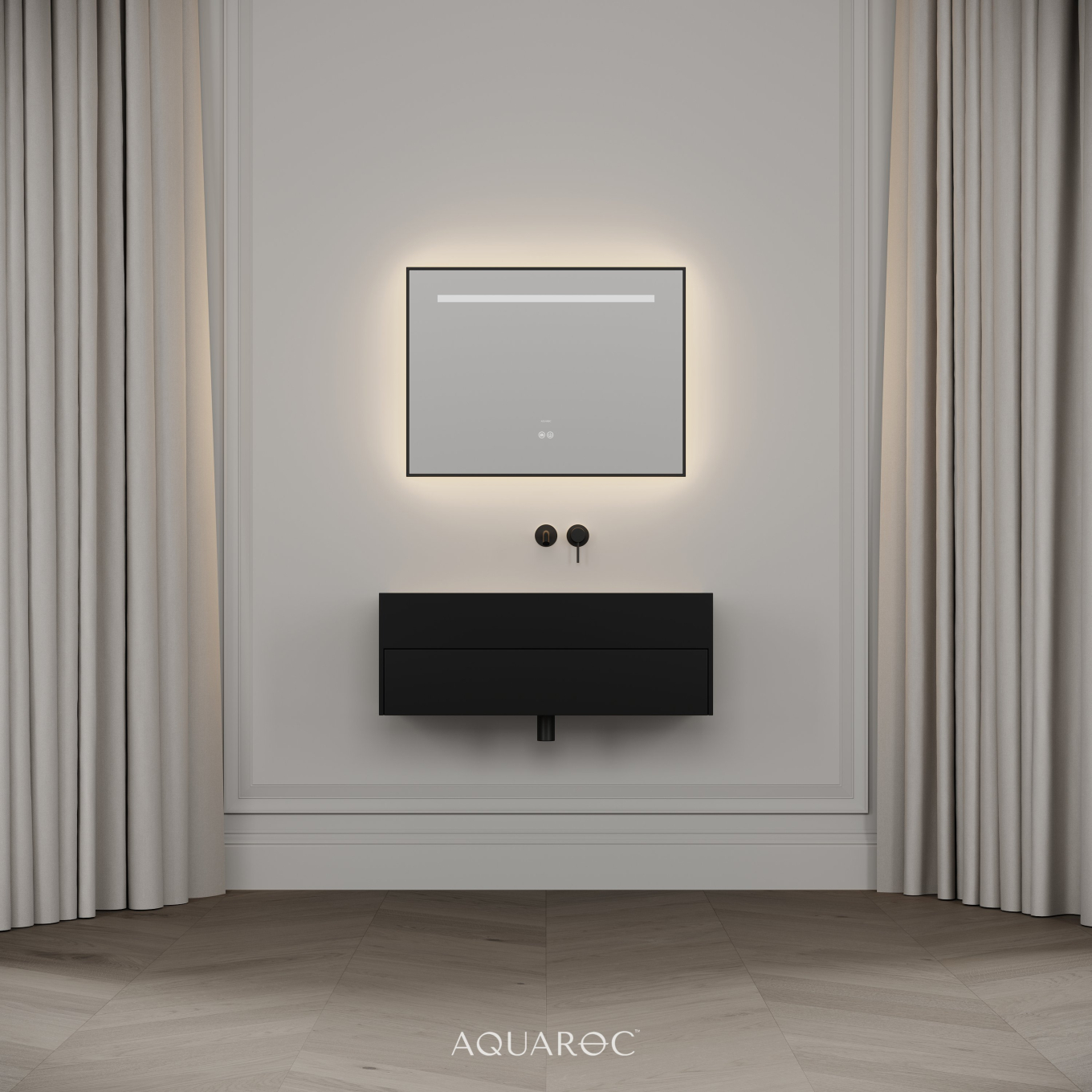 Nero Matte Black Stone Vanity Unit 900mm