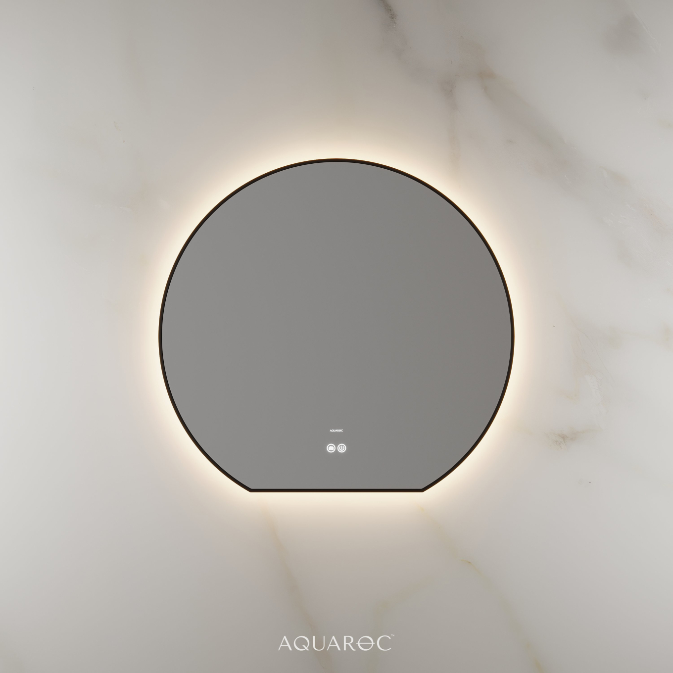 Lumiere Backlit & Demister Moon Mirror 800mm Matte Black