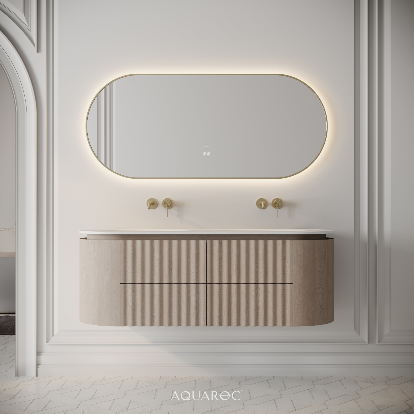 Belgravia II Double Vanity Unit & Stone Basin 1400mm Natural Oak