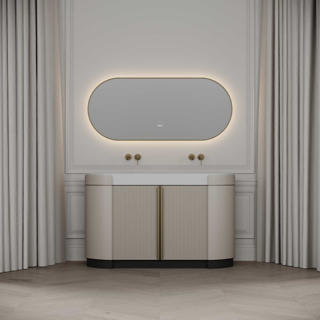 Knightsbridge Double Vanity Unit & Stone Basin 1400mm Cashmere Beige
