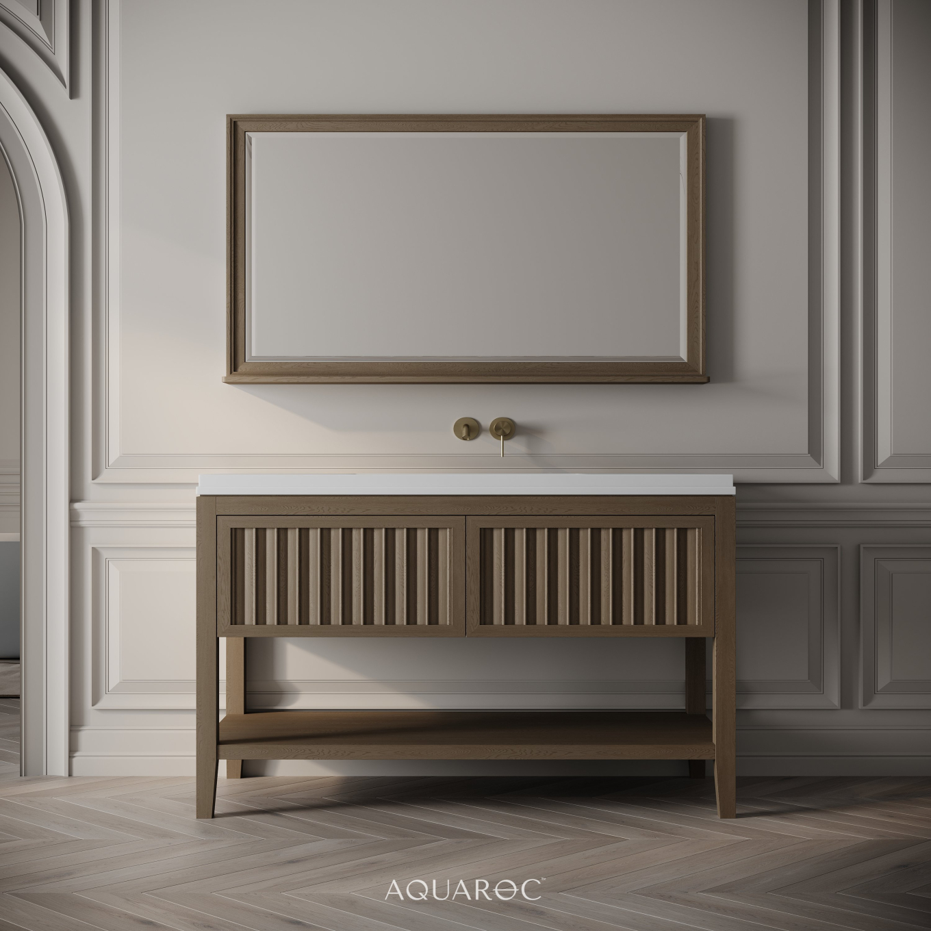 Belvedere Vanity Unit & Stone Basin 1200mm Smoked Oak