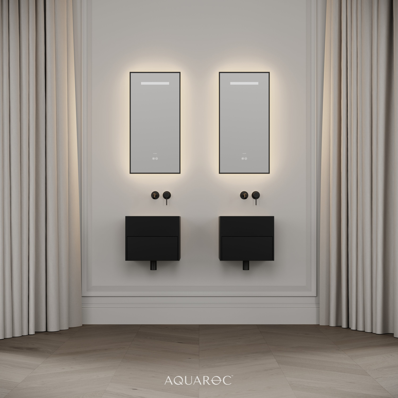 Nero Matte Black Stone Vanity Unit 400mm