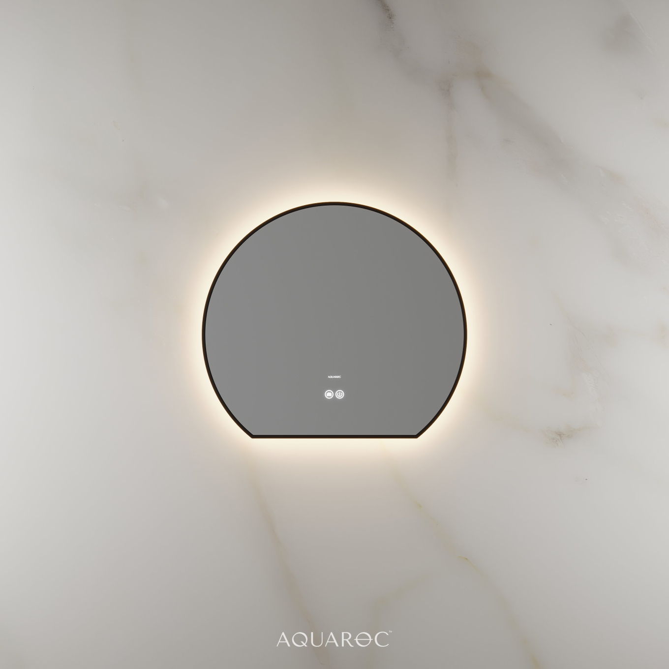 Lumiere Backlit & Demister Moon Mirror 600mm Matte Black