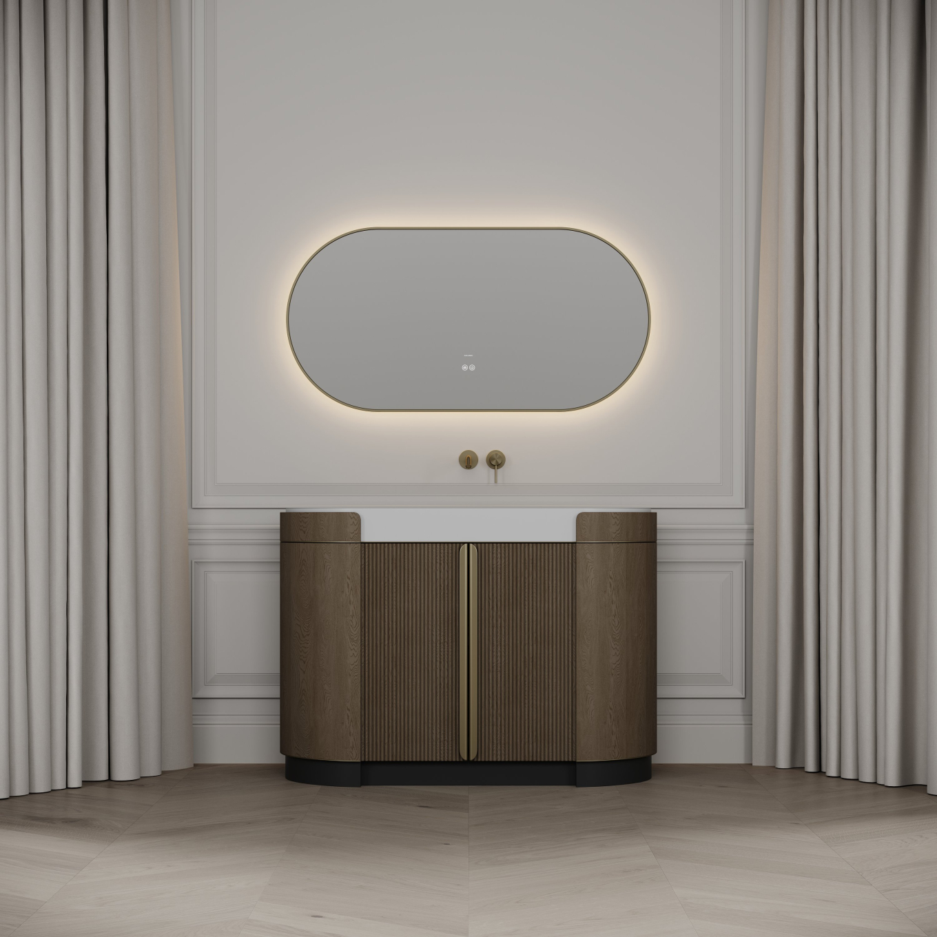 Knightsbridge Vanity Unit & Stone Basin 1200mm Smoked Oak