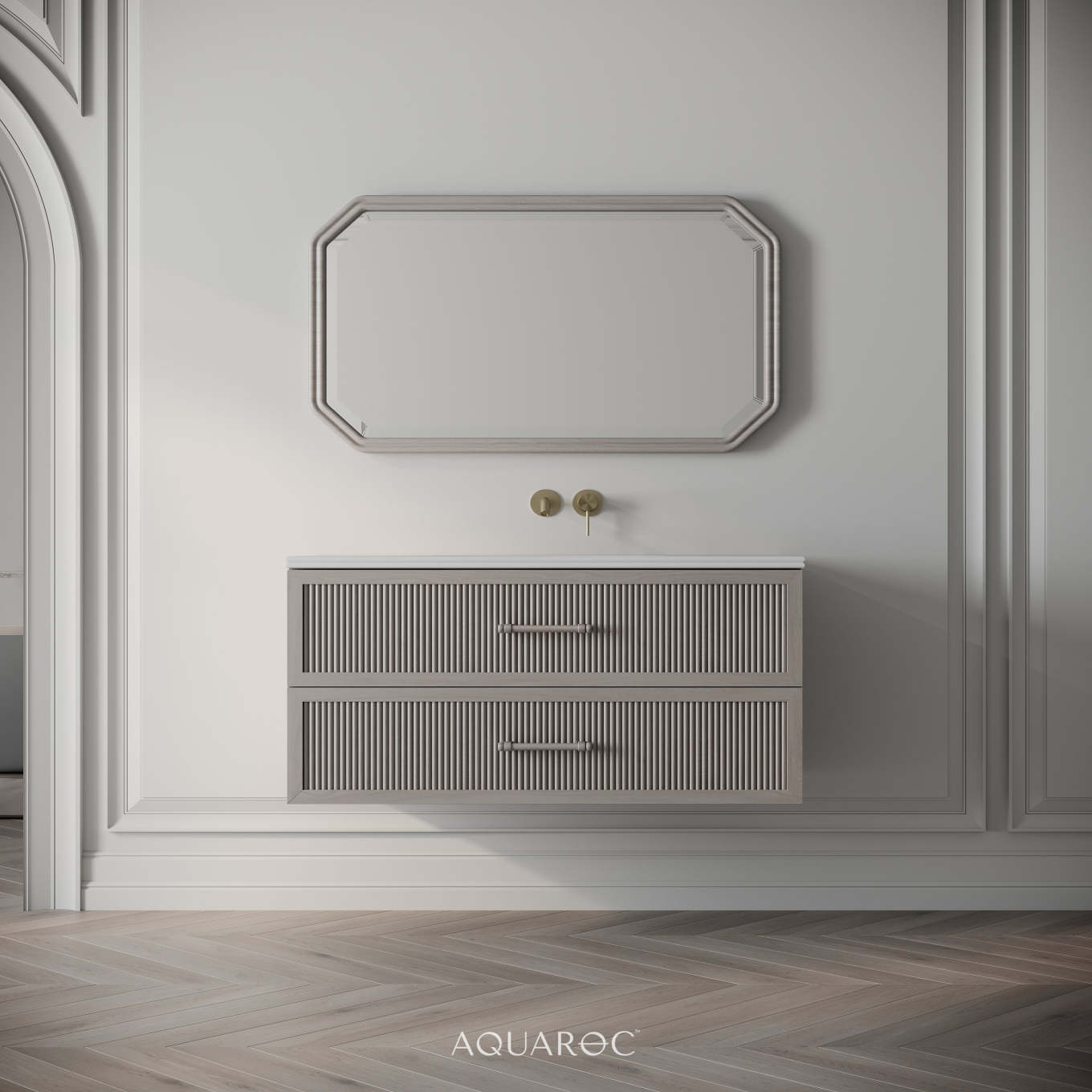 Park Lane Vanity Unit & Stone Basin 1000mm Sabbia Grigio Oak