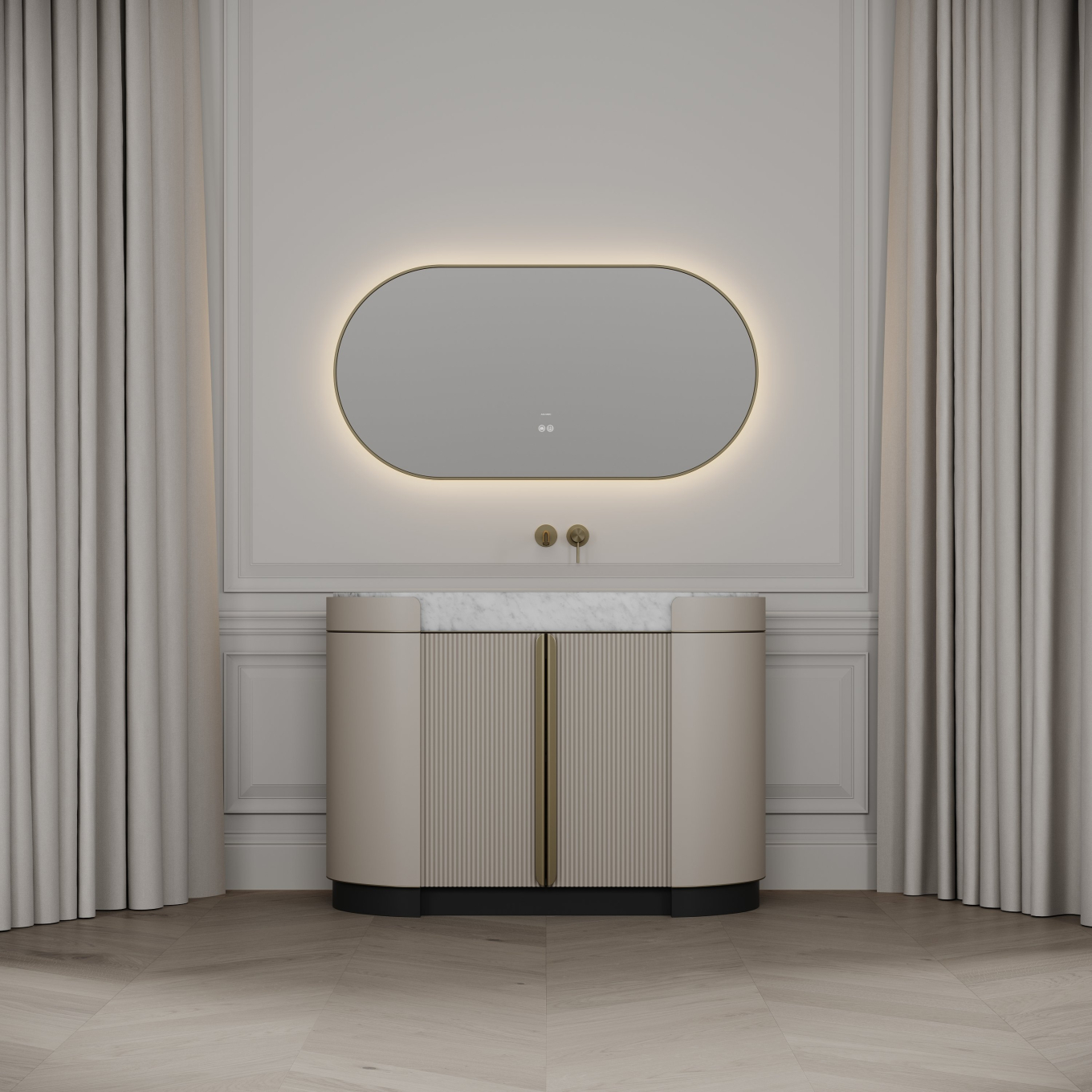 Knightsbridge Vanity Unit & Carrara Marble Basin 1200mm Cashmere Beige