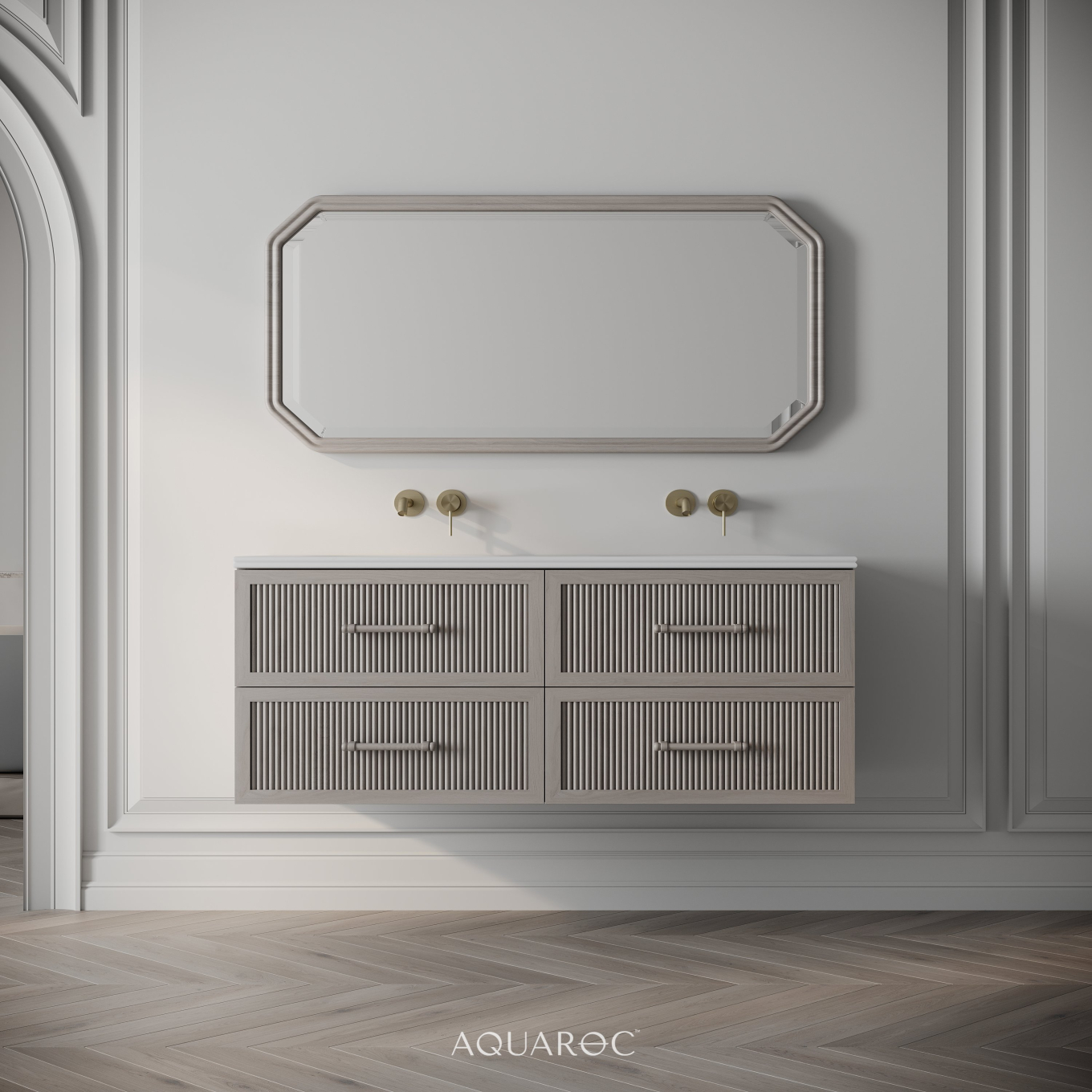Park Lane Double Vanity Unit & Stone Basin 1200mm Sabbia Grigio Oak