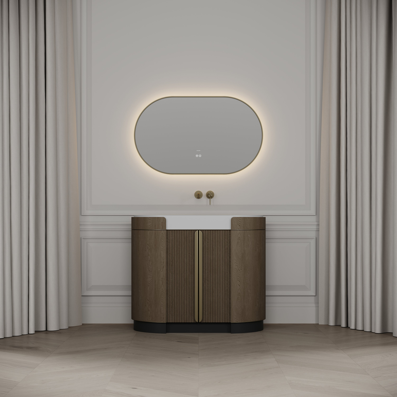 Knightsbridge Vanity Unit & Stone Basin 1000mm Smoked Oak