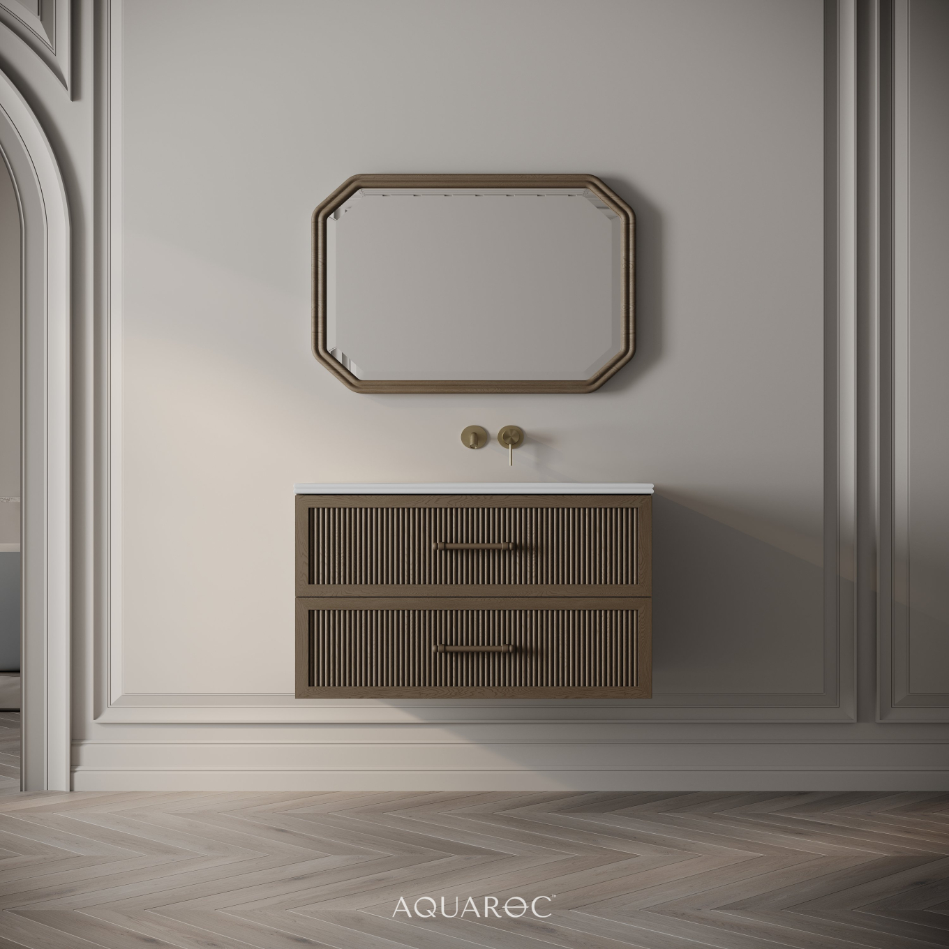 Park Lane Vanity Unit & Stone Basin 800mm Smoked Oak