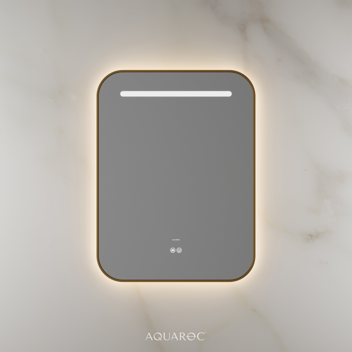 Lumiere Backlit & Demister Curved Mirror 600mm Brushed Gold