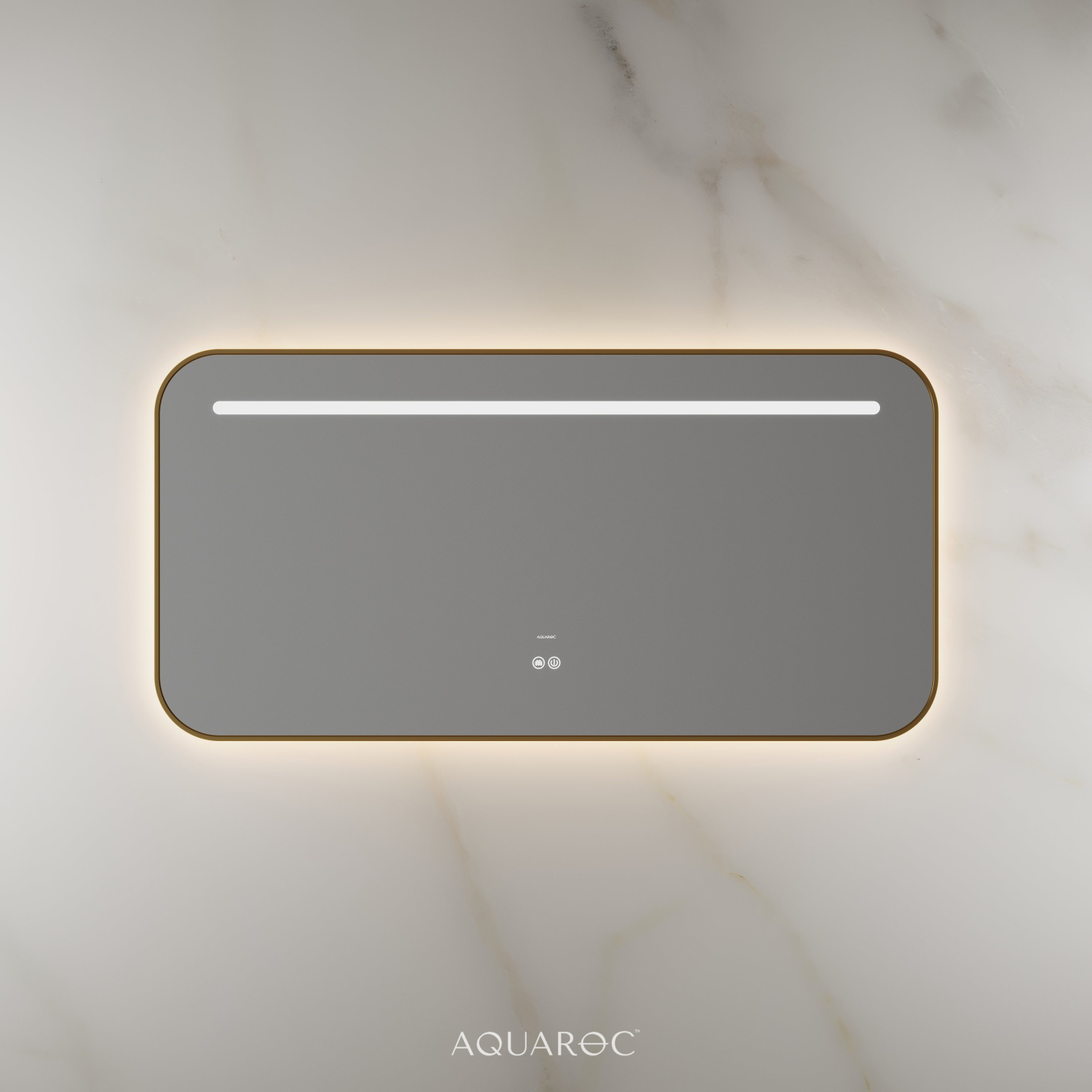 Lumiere Backlit & Demister Curved Mirror 1200mm Brushed Gold