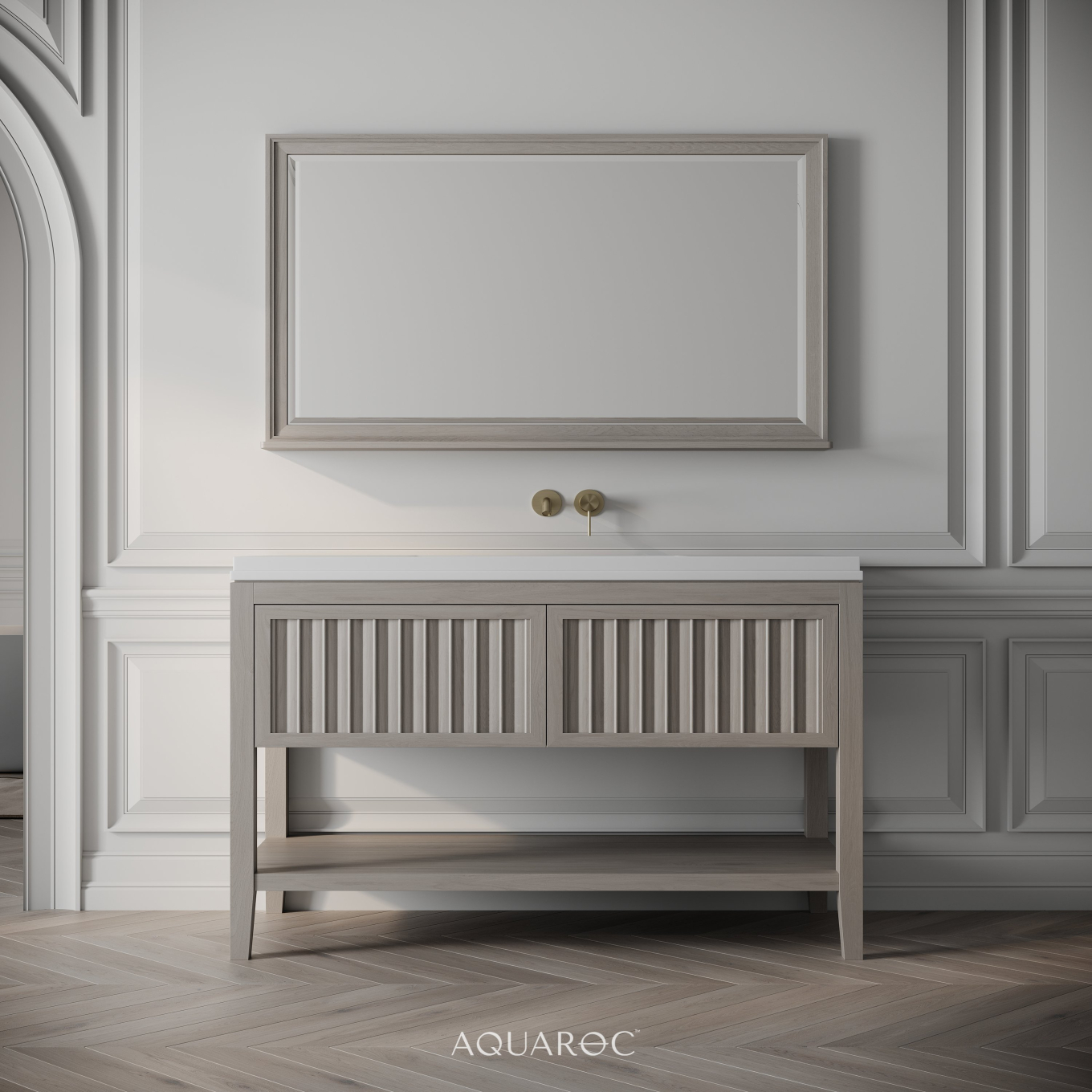 Belvedere Vanity Unit & Stone Basin 1200mm Sabbia Grigio Oak