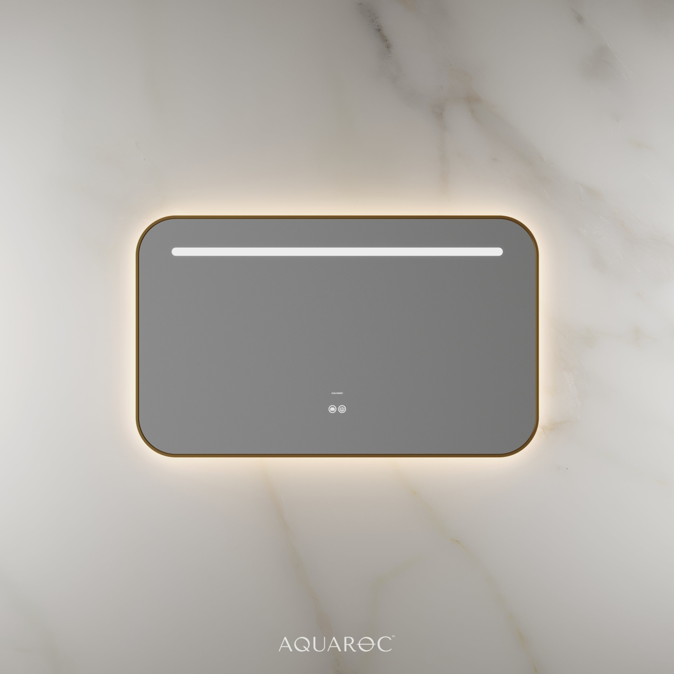 Lumiere Backlit & Demister Curved Mirror 1000mm Brushed Gold