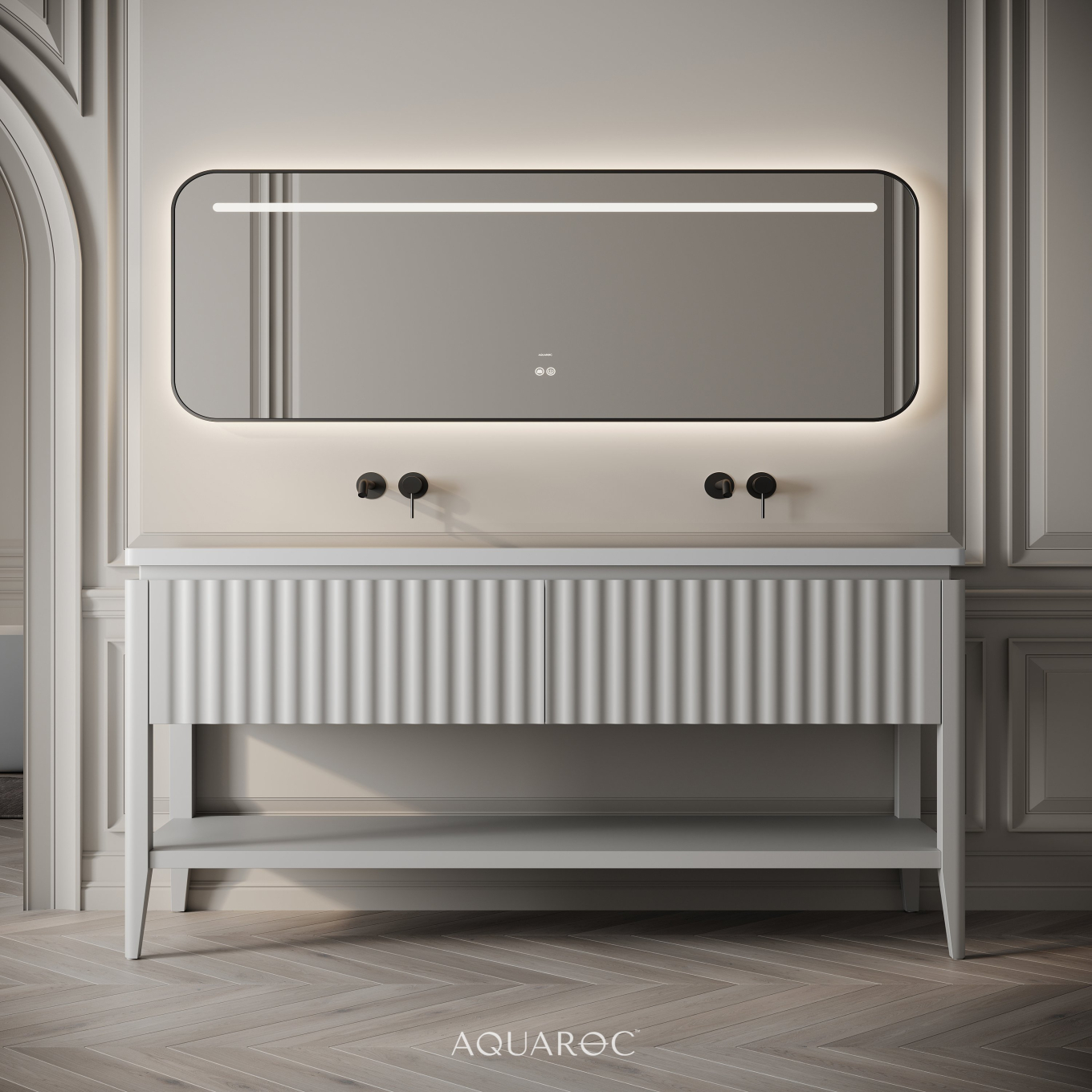 Kensington Double Vanity Unit & Stone Basin 1600mm Warm Grey