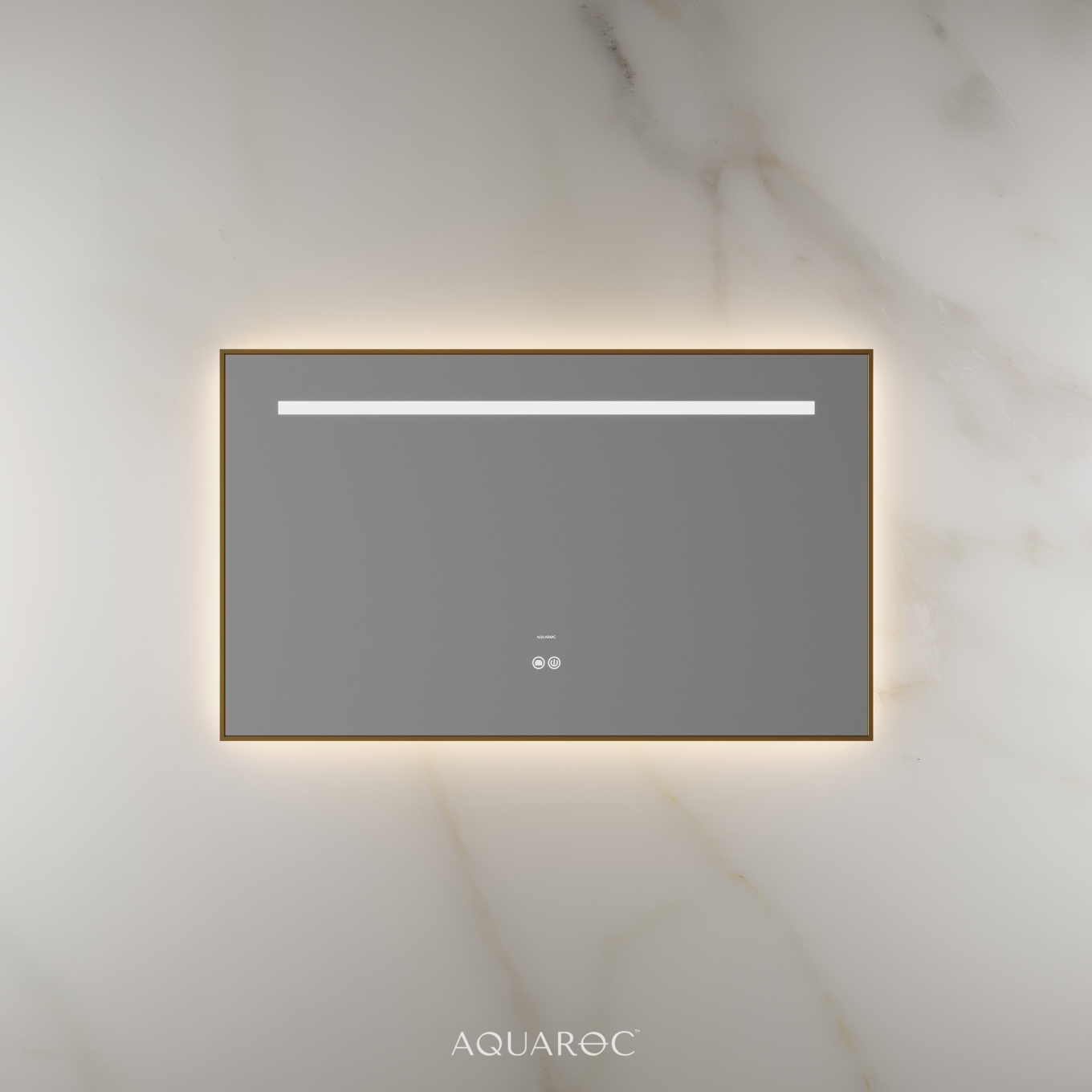 Lumiere Backlit & Demister Rectangle Mirror 1000mm Brushed Gold