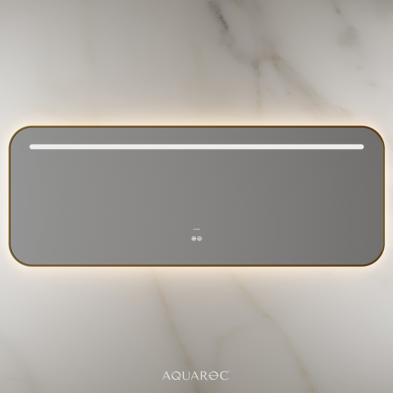 Lumiere Backlit & Demister Curved Mirror 1600mm Brushed Gold