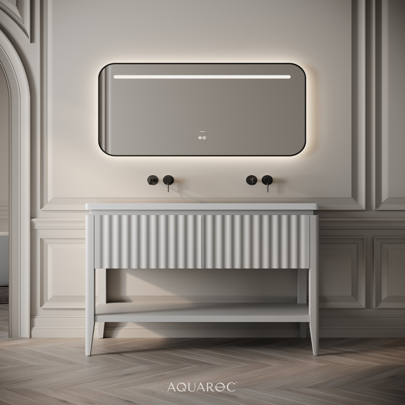 Kensington Double Vanity Unit & Stone Basin 1200mm Warm Grey