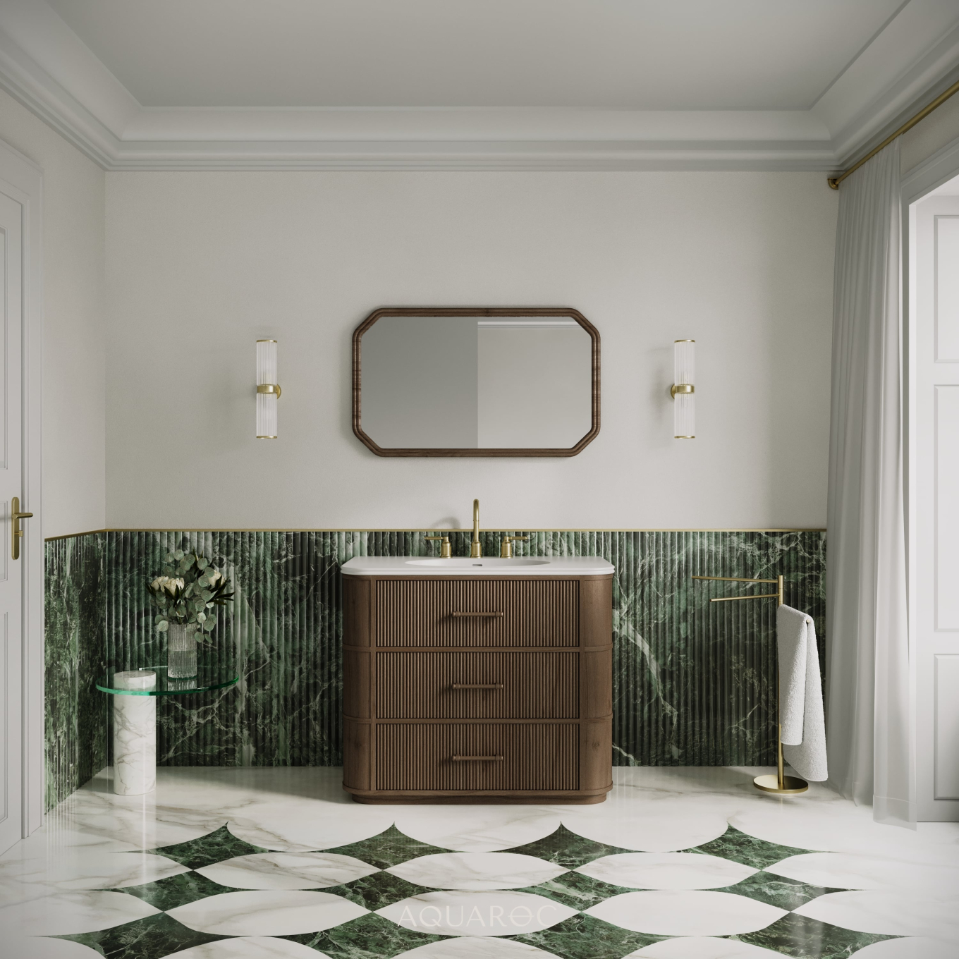 Savoy Vanity Unit & Stone Basin 1000mm Walnut