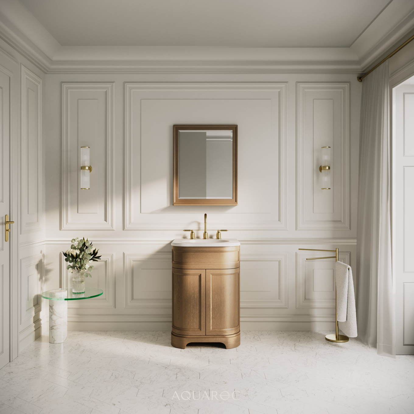Hardwick Vanity Unit & Stone Basin 600mm Smoked Oak